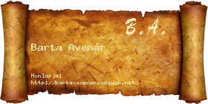 Barta Avenár névjegykártya